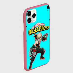 Чехол iPhone 11 Pro матовый MY HERO ACADEMIA на синем, цвет: 3D-малиновый — фото 2