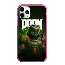 Чехол iPhone 11 Pro матовый Doom Eternal, цвет: 3D-малиновый