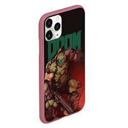 Чехол iPhone 11 Pro матовый Doom, цвет: 3D-малиновый — фото 2