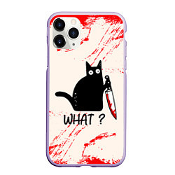 Чехол iPhone 11 Pro матовый What cat, цвет: 3D-светло-сиреневый