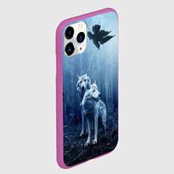 Чехол iPhone 11 Pro матовый Волки в тёмном лесу, цвет: 3D-фиолетовый — фото 2