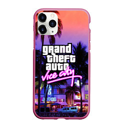 Чехол iPhone 11 Pro матовый Grand Theft Auto Vice City, цвет: 3D-малиновый