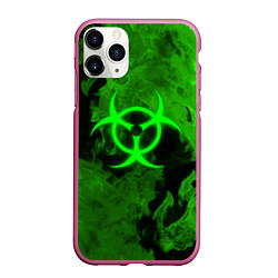 Чехол iPhone 11 Pro матовый BIOHAZARD, цвет: 3D-малиновый