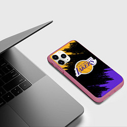 Чехол iPhone 11 Pro матовый LA LAKERS, цвет: 3D-малиновый — фото 2
