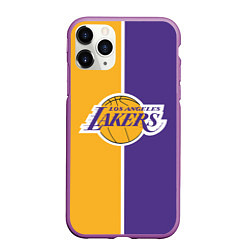 Чехол iPhone 11 Pro матовый LA LAKERS, цвет: 3D-фиолетовый