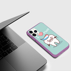 Чехол iPhone 11 Pro матовый Tooth, цвет: 3D-фиолетовый — фото 2