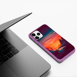 Чехол iPhone 11 Pro матовый Minimal forest sunset, цвет: 3D-фиолетовый — фото 2