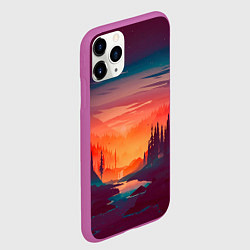 Чехол iPhone 11 Pro матовый Minimal forest sunset, цвет: 3D-фиолетовый — фото 2