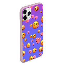Чехол iPhone 11 Pro матовый Очень много эмодзи, цвет: 3D-розовый — фото 2
