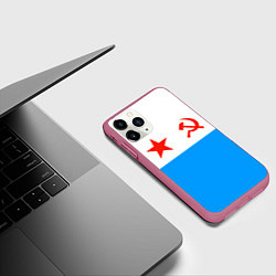 Чехол iPhone 11 Pro матовый ВМФ СССР, цвет: 3D-малиновый — фото 2