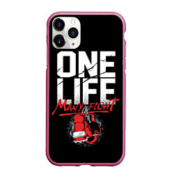 Чехол iPhone 11 Pro матовый One Life Many Fight, цвет: 3D-малиновый
