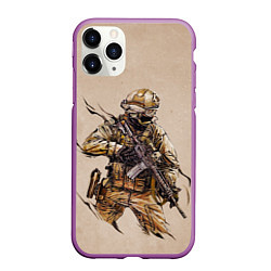 Чехол iPhone 11 Pro матовый Военный, цвет: 3D-фиолетовый