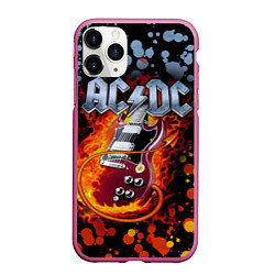 Чехол iPhone 11 Pro матовый ACDC, цвет: 3D-малиновый