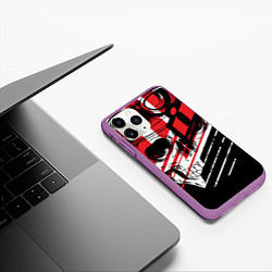 Чехол iPhone 11 Pro матовый Череп Icon красный, цвет: 3D-фиолетовый — фото 2