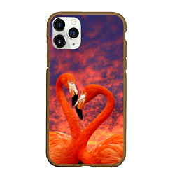 Чехол iPhone 11 Pro матовый Flamingo Love, цвет: 3D-коричневый