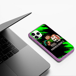 Чехол iPhone 11 Pro матовый MINECRAFT, цвет: 3D-фиолетовый — фото 2