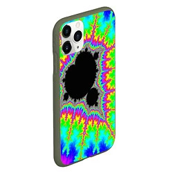 Чехол iPhone 11 Pro матовый Фрактальная кислотная черная дыра - множество Манд, цвет: 3D-темно-зеленый — фото 2