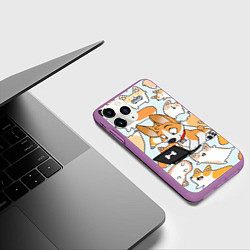 Чехол iPhone 11 Pro матовый Корги, цвет: 3D-фиолетовый — фото 2