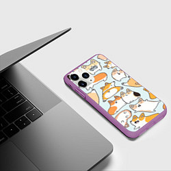 Чехол iPhone 11 Pro матовый Корги, цвет: 3D-фиолетовый — фото 2