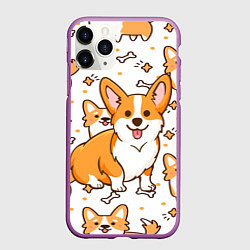 Чехол iPhone 11 Pro матовый Корги, цвет: 3D-фиолетовый
