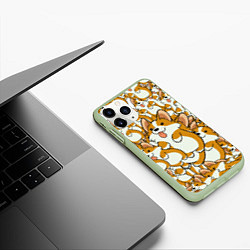 Чехол iPhone 11 Pro матовый Корги, цвет: 3D-салатовый — фото 2