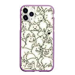 Чехол iPhone 11 Pro матовый Корги ЧБ, цвет: 3D-фиолетовый