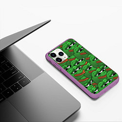 Чехол iPhone 11 Pro матовый Pepe The Frog, цвет: 3D-фиолетовый — фото 2