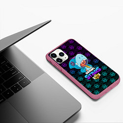 Чехол iPhone 11 Pro матовый Brawl stars leon shark, цвет: 3D-малиновый — фото 2