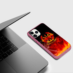 Чехол iPhone 11 Pro матовый Войска связи, цвет: 3D-малиновый — фото 2