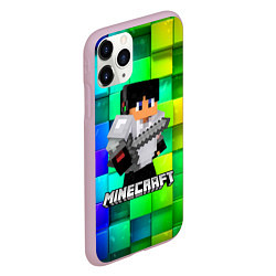 Чехол iPhone 11 Pro матовый Minecraft Майнкрафт, цвет: 3D-розовый — фото 2