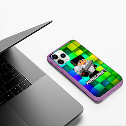 Чехол iPhone 11 Pro матовый Minecraft Майнкрафт, цвет: 3D-фиолетовый — фото 2