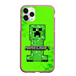 Чехол iPhone 11 Pro матовый MINECRAFT, цвет: 3D-малиновый