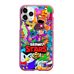 Чехол iPhone 11 Pro матовый BRAWL STARS BIBI, цвет: 3D-малиновый