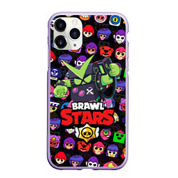 Чехол iPhone 11 Pro матовый BRAWL STARS VIRUS 8-BIT, цвет: 3D-светло-сиреневый