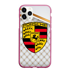 Чехол iPhone 11 Pro матовый PORSCHE, цвет: 3D-малиновый