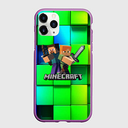 Чехол iPhone 11 Pro матовый MINECRAFT, цвет: 3D-фиолетовый