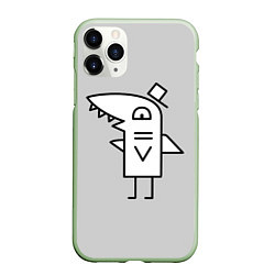 Чехол iPhone 11 Pro матовый Мистер акулёныш gray, цвет: 3D-салатовый