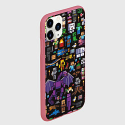 Чехол iPhone 11 Pro матовый MINECRAFT, цвет: 3D-малиновый — фото 2
