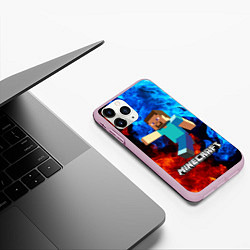 Чехол iPhone 11 Pro матовый MINECRAFT, цвет: 3D-розовый — фото 2