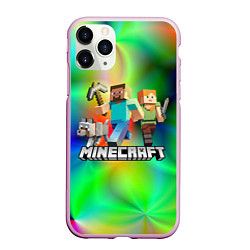 Чехол iPhone 11 Pro матовый MINECRAFT, цвет: 3D-розовый