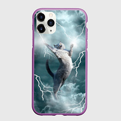 Чехол iPhone 11 Pro матовый Грозовой кошак, цвет: 3D-фиолетовый