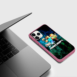 Чехол iPhone 11 Pro матовый Minecraft Майнкрафт, цвет: 3D-малиновый — фото 2