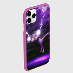 Чехол iPhone 11 Pro матовый Кот и Молнии, цвет: 3D-фиолетовый — фото 2