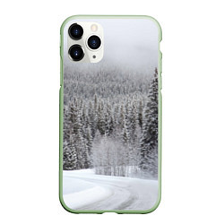 Чехол iPhone 11 Pro матовый Зимняя природа, цвет: 3D-салатовый