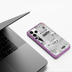 Чехол iPhone 11 Pro матовый Газета Newspaper, цвет: 3D-фиолетовый — фото 2