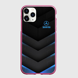 Чехол iPhone 11 Pro матовый Mercedes-AMG, цвет: 3D-малиновый