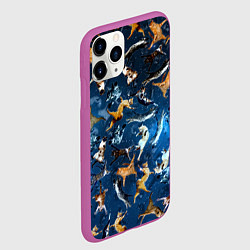 Чехол iPhone 11 Pro матовый Космические коты, цвет: 3D-фиолетовый — фото 2