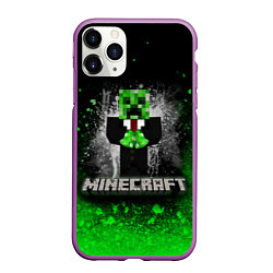 Чехол iPhone 11 Pro матовый MINECRAFT, цвет: 3D-фиолетовый