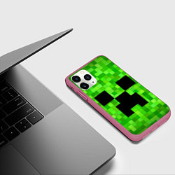 Чехол iPhone 11 Pro матовый MINECRAFT, цвет: 3D-малиновый — фото 2