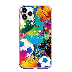 Чехол iPhone 11 Pro матовый Football Paints, цвет: 3D-сиреневый